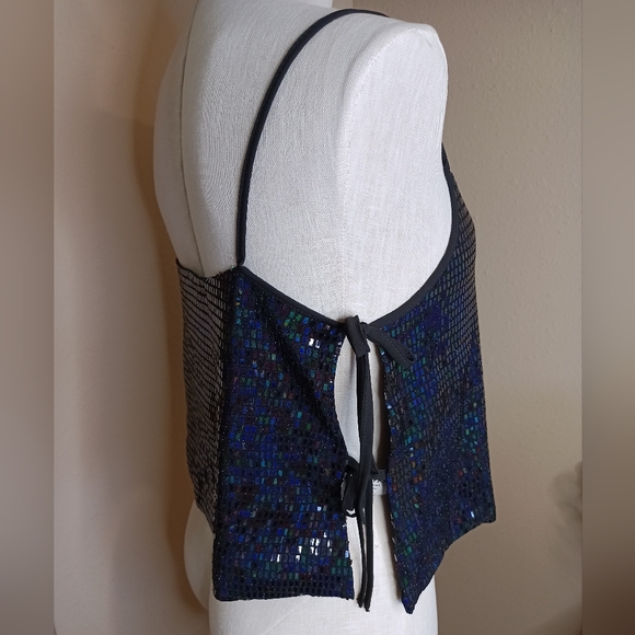 Las Pepas Black Sparkly Side Tie Top One Size - Picture 3 of 10
